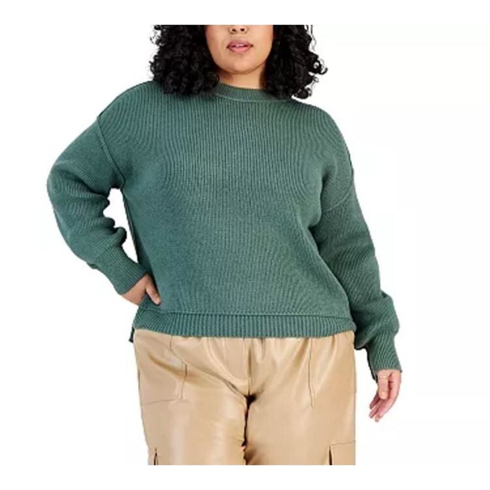 And Now This Women's Trendy Plus Size Seam Sweater in Meadowland Green‎ 1X $45